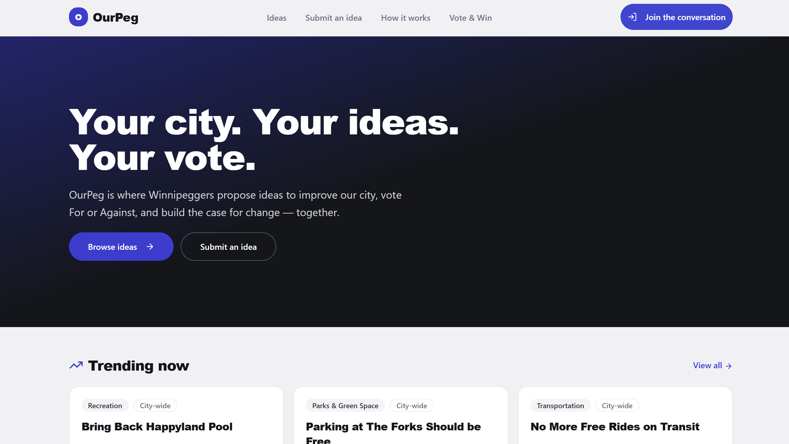 Preview of the OurPeg website